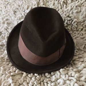 Vintage Stylish Brown Fedora Hat Size 7 5/8